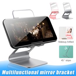 2 in 1 Make up Mirror Alloy Desktop Phone Holder Compatible with Andriod Phone For iPhone 11 Pro Max XS 7/8 Samsung S20 Have Retail Box