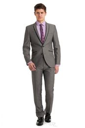 Brand New Grey Men Wedding Tuxedos Notch Lapel Groom Tuxedos Best Man Blazer Men Business Dinner/Darty Suit(Jacket+Pants+Tie) 1911