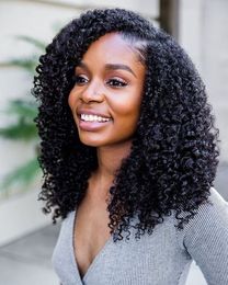 Afro-amerikan peruk Kısa kıvırcık dantel ön İnsan saç peruk Tutkalsız Brezilyalı saç siyah kadınlar için tam dantel peruk 130% Yoğunluk 16 inç