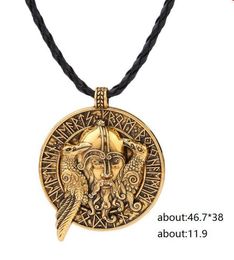 Vintage Odin Warrior With Raven Pendants Nordic Runes Charm Viking Amulet Religious Necklace