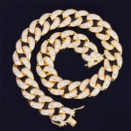16/18/20/24/28inch Gold Plated Full Mirco Praved CZ Miami Cuban Chain Necklace Street DJ Jewellery Hot Sale