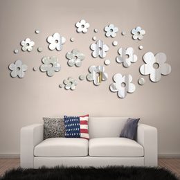 Çiçek Ayna Duvar Sticker Yaratıcı DIY Süslemeleri