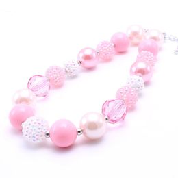 Cute Design Chunky Beads Necklace Pink Bubblegum Chunky Necklace For Child/Kids/Girls Party Gift Jewellery