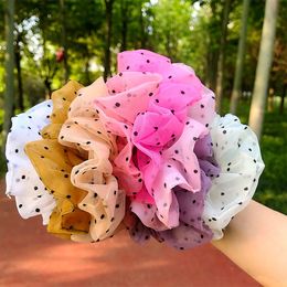 Women Fashion Polka Dot Hair Scrunchie Elastic Hair Rope For Girls Summer Ponytail Holder Rubber Band Headwear Hair Accessories