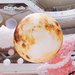 Personalised Lighting Yellow Inflatable Moon Hanging/Ground Giant Air Blow Up Solar System Planet Balloon For Music Festival And Nightclub Party Decoration