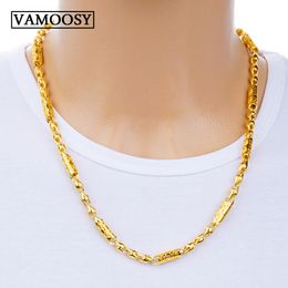 Fine Mens Necklace Curb Cuban Link Tone 24K Gold Necklace Chain for Male Rapper Necklace Jewelry Groom Wedding Gold