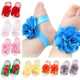 New Arrival kids Flower Sandals baby Barefoot Sandals Foot Flower Wristband Lace Foot Band Infant Girl Kids First Walker Shoes
