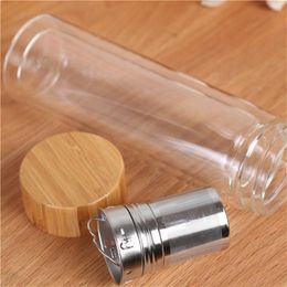 Bamboo Cover Water Bottles With Tea Infuser Philtre Vacuum Cups Layer Anti Scald Glass Bottle For Outdoorl Carry Two Size 20 5bd ZZ 000