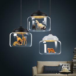 Modern Glass LED Pendant Lamps Lights Nordic chandelier lighting Postmodern Minimalist Animal Bar Lamps Bedroom Dining Room Hanging Lamps
