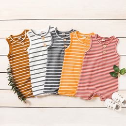 Summer Baby Clothes Striped Infant Boy Jumpsuits Sleeveless Newborn Girl Rompers Casual Children Playsuit Boutique Baby Clothing DW5459