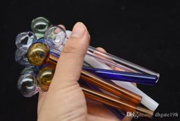 6 colors cheap Thick heady glass oil burner glass oil tube oil nail smoking pipe free shipping