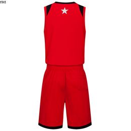2019 New Blank Basketball jerseys printed logo Mens size S-XXL cheap price fast shipping good quality Red Black RB012nQ