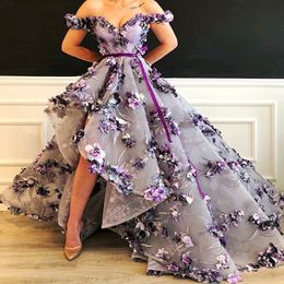 High Low Prom Dresses With Handmade Flowers Off The Shoulder African Women Formal Evening Dress Zipper Custom Made Cocktail Party Vestidos