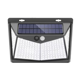 208LED Solar Light Outdoor Solar Wall Lamp PIR Motion Sensor Light Waterproof Solar Powered Street Light for Garden Decoration