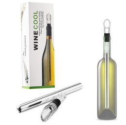 Wine chillers stick Stainless Steel Wine Bottle Coolers Chill Wine Chill cool Stick Rod with Pourer Free by DHL SN3984