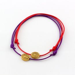 50Pcs Jewelry Making Wax Rope Adjustable Cord Wrist Weave Bracelet medal Benedict Santa Cruz oval spacers Beads