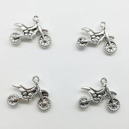 Lot 100pcs Cross-country motorcycle antique silver charms pendants Jewellery DIY For Necklace Bracelet Earrings Retro Style 17*23mm