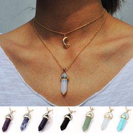 Necklace Fashion Jewellery natural stone moon choker necklace fashion gold Colour crystal pendant necklace for women YD0256