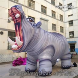 Large Inflatable Hippo Balloon Animal Model Airblown Hippopotamus With Big Mouth For Zoo Decoration