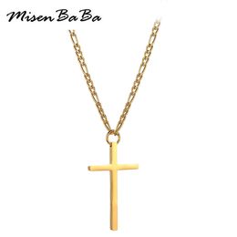 New Fashion Catholic Cross Necklaces For Women Man Stainless Steel Firgaro Chain Cross Pendant Necklace Christmas Religious Jewellery