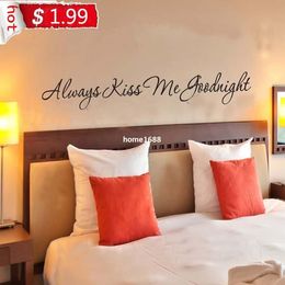 Always Kiss Me Goodnight Love wall decals quote wall decorations living room bedroom wallstickers kids room decoration