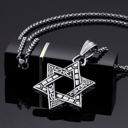 Father gifts boyfriend gifts silver stainless steel Star of David pendant necklace 3mm24 inch rolo chain vintage Jewellery