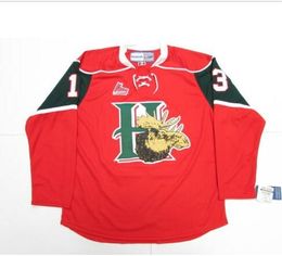 Men Vintage NICO HISCHIER MOOSEHEADS WHITE RED GREEN Hockey Jersey custom any name number