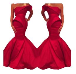 2018 New prom dresses Saudi Arabian Design unique Red Sweetheart Mermaid Satin Floor Length Evening Dresses Custom Made Prom gowns
