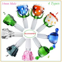 Four Types 14mm Male Glass Bowls Smoking Bowl Piece Accessories For Tobacco Glass Bongs Oil Dab Rigs Water Pipes Random Color In Stock