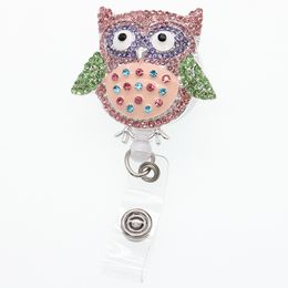 10pcs/lot Cute Key Rings Rhinestone Nurse Medical Doctor Symbol Animal Bird Owl Eagle Shape Retractable Badge Holder With Alligator Clip Name Badge Reel