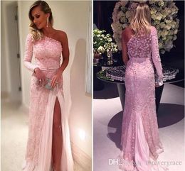 2019 Pink Mermaid Prom Dress One Shoulder Long Formal Holidays Wear Graduation Evening Party Gown Custom Made Plus Size