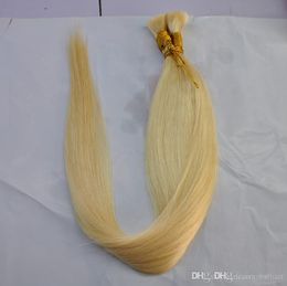 Super Quality Peruvian Straight Wave Human Hair Extensions In Bulk No Wefts Beach Blonde Colour 613#, 100gr roll & 3 rolls Lot, Free DHL
