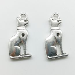 Lot 50pcs cat animals antique silver charms pendants Jewellery DIY For Necklace Bracelet Earrings Retro Style 28*13mm