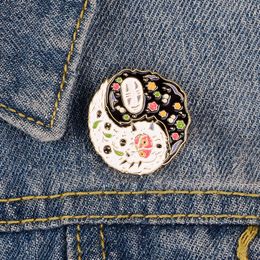 Black White Enamel Pin Various Things Ghost Brooch Backpack Clothes Lapel Pin Badge Cartoon Jewelry Gift For Women Men