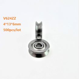 500pcs V624ZZ V624 ZZ 624VV 4x13x6mm V groove ball bearing roller wheel for guide track 4*13*6mm bearing