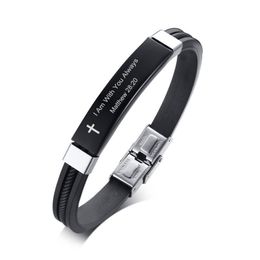Personalized Cross Bible Verse Quotes Bracelets for Men Black Silicone Sports Bangle Jesus Christ Faith Prayer Male Pulseira Personalized Cross Bible Verse Quotes Bracelets for Men Black Silicone Sports Bangle Jesus Christ Faith Prayer Male Pulseira
