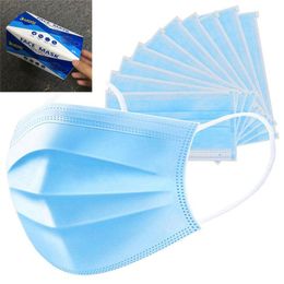 Disposable Face Masks 3-layers Non-woven Mouth Anti-Dust Breathing Masks in stock free shipping in 48hours 3252