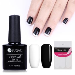 Ur Sucre 3pcs 75ml Manucure Blanc Et Ongles Rose Gel French Polish Kit Set Tip Guides Décorations Nail Art Gel Uv