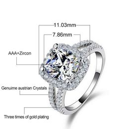 Fashion Jewellery 925 Sterling Silver Wedding band Rings for women With 8mm CZ Diamond Engagement Ring