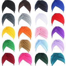 wholesale women men polyester indian caps stretchy turban hat band pleated head wrap spring summer beach party sunhat 1dozen 12hats