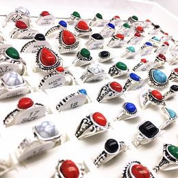 wholesale 100pcs women's rings Bohemia antique silver stone Finger joint ring mix styles fashion Jewellery Party Gifts dropshipping
