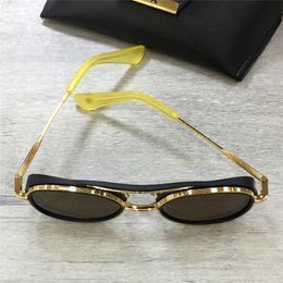 Wholesale-Matte Black Yellow Gold/Dark Brown Pilot Sunglasses 19017 Unisex Sun Glasses Eyewear New with box