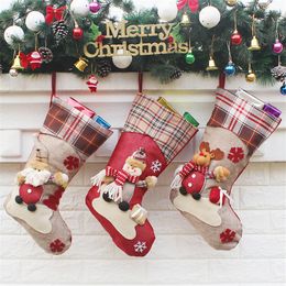 Christmas Stocking Santa Snowman Reindeer Xmas Character Gift Candy Bags Christmas Decorations Party Hanging Accessory JK1910