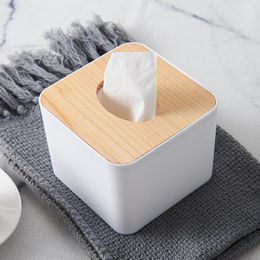 Wooden cover tissue box creative drawing room car tissue box square wood cover