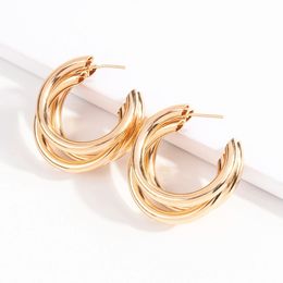 Wholesale- hoop earrings for women fashion golden huggie ear studs girl western hot sale Korean style jewelry free shipping