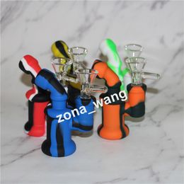 hookahs Silicone Bong Mini glass hand pipes Unbreakable with Perc Silicon Water Pipe IN STOCK