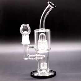 Water Glass Bongs Hookahs Arm Tree Perc TORO Bong 9 inches 18mm Joint Smoking Bongs Pipes with Two Percs Double Recycler Cigars Hookah