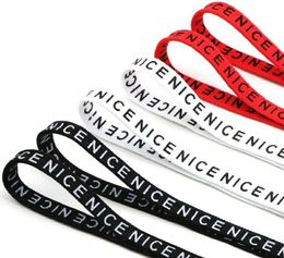 New Letter Font 8mm Double Sides Printed Black White Laces OW Signed Off Flat Shoes Lacet Joint Shoelace