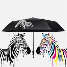 Zebra Color Changing Umbrella Sunshade Folding Umbrella Anti-UV Folding Outdoor Sunshade Folding Rain Sun Umbrellas