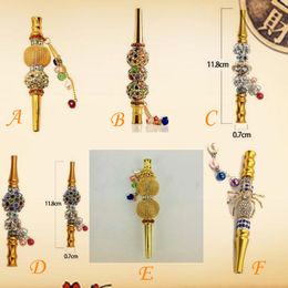 6 Types Golden Pipes Mouth Tips Tennis Philtres Metal Rhinestone Nozzle Tips for Hookah Smoking Hookah's Accessories